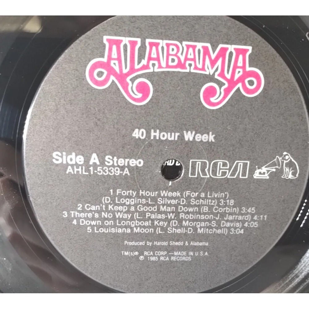 VTG 40 Hour Week Vinyl LP by Alabama RCA Records AHL1 5339  USA Used‎ 1983 Clean - Picture 7 of 9